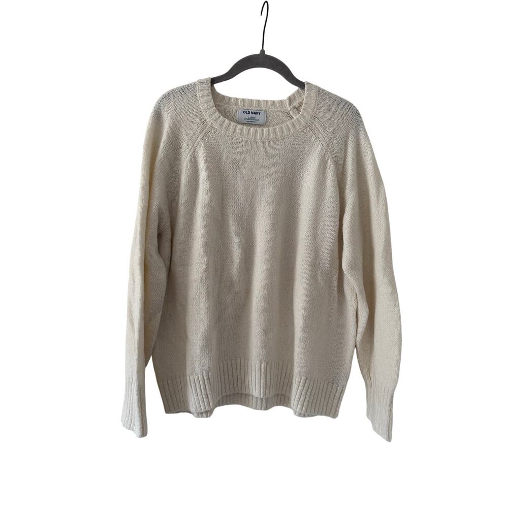 Old Navy Ivory Crewneck Sweater Women’s Medium Soft Cozy Knit Pullover Cream M - Picture 2 of 10
